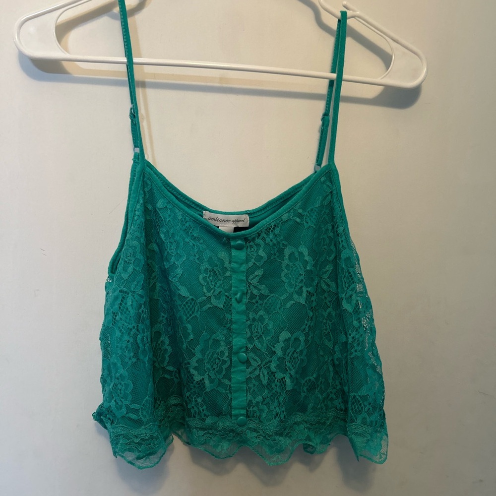 Green Cropped Tank Top